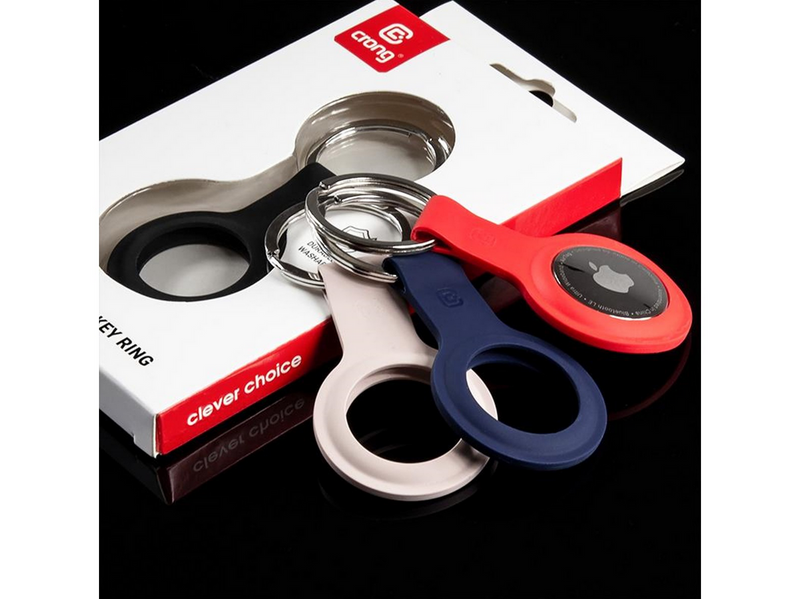 CRONG Silicone Case with Key Ring – Protective keychain case for Apple AirTag 1/2 - navy blue