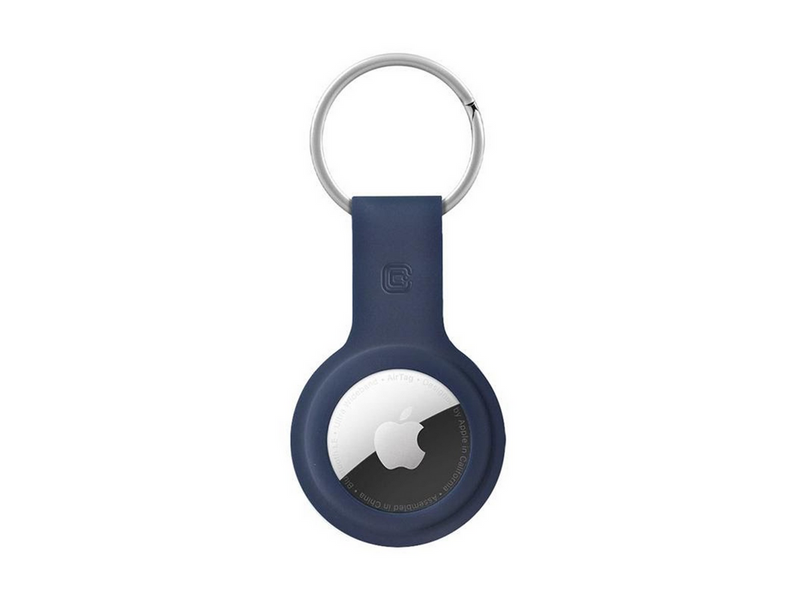 CRONG Silicone Case with Key Ring – Protective keychain case for Apple AirTag 1/2 - navy blue