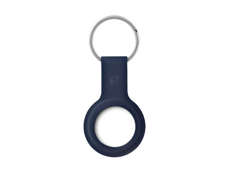 CRONG Silicone Case with Key Ring – Protective keychain case for Apple AirTag 1/2 - navy blue