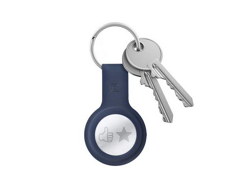 CRONG Silicone Case with Key Ring – Protective keychain case for Apple AirTag 1/2 - navy blue