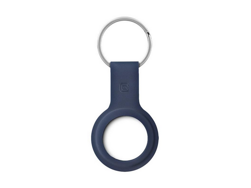 CRONG Silicone Case with Key Ring – Protective keychain case for Apple AirTag 1/2 - navy blue
