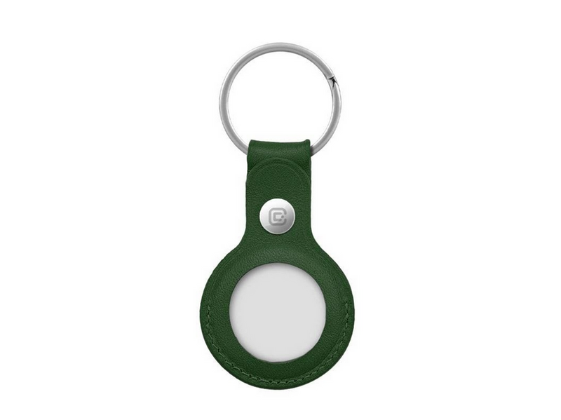 CRONG Leather Case with Key Ring – Protective leather case with key ring for Apple AirTag 1/2 - green