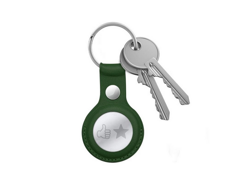 CRONG Leather Case with Key Ring – Protective leather case with key ring for Apple AirTag 1/2 - green