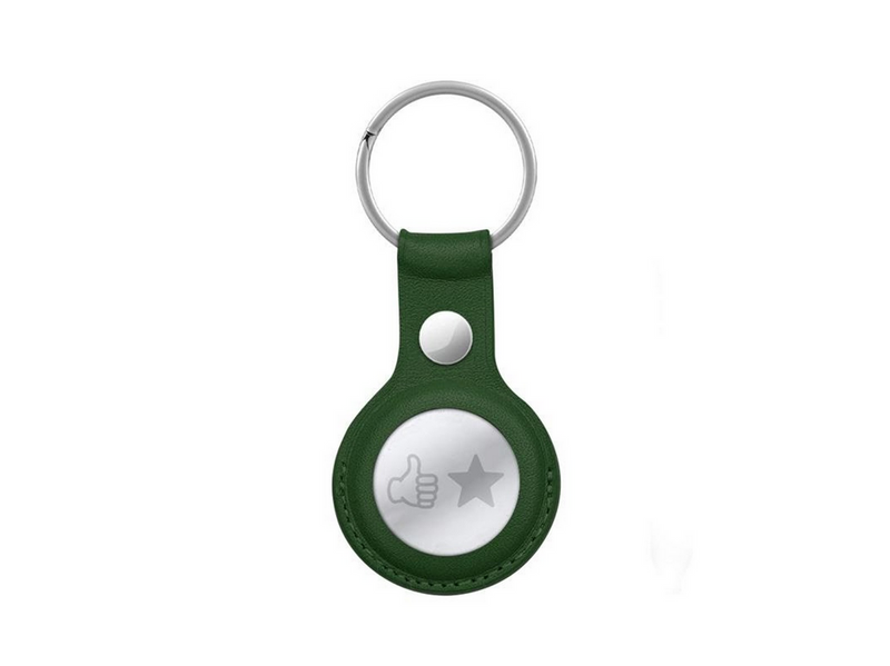 CRONG Leather Case with Key Ring – Protective leather case with key ring for Apple AirTag 1/2 - green