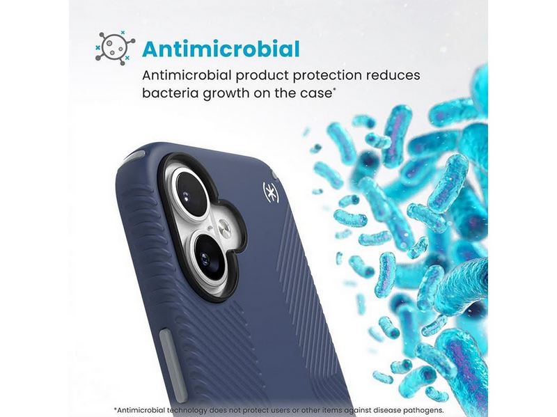 Speck Presidio2 Grip - iPhone 16 Case - Coastal Blue / Dust Gray / White