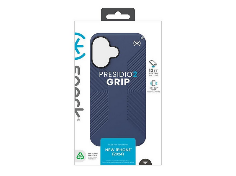 Speck Presidio2 Grip - iPhone 16 Case - Coastal Blue / Dust Gray / White