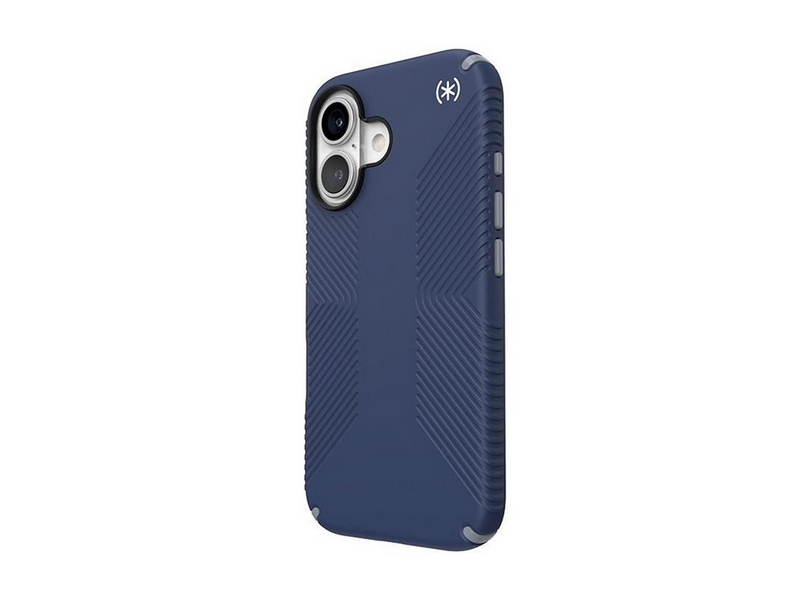 Speck Presidio2 Grip - iPhone 16 Case - Coastal Blue / Dust Gray / White