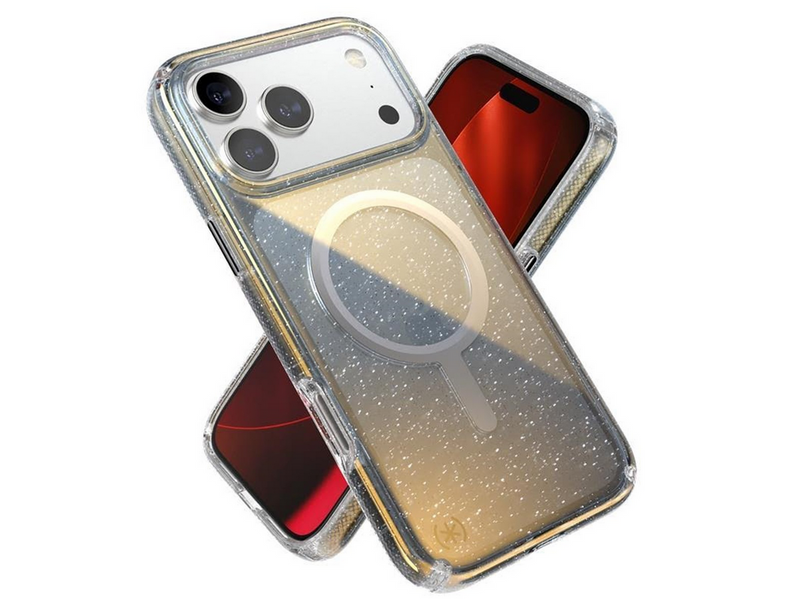 Speck Presidio Lux MagSafe - iPhone 17 Pro Max Case - Hyper Mirror Glitter / Silver Metallic