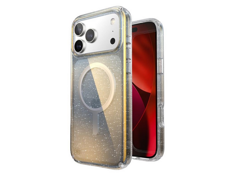 Speck Presidio Lux MagSafe - iPhone 17 Pro Max Case - Hyper Mirror Glitter / Silver Metallic