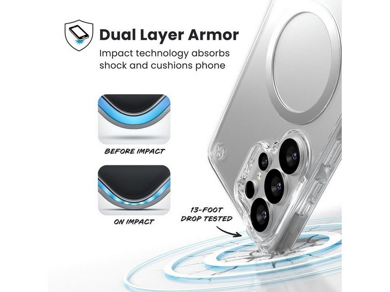 Speck Presidio Perfect-Clear Magnet - Samsung Galaxy S26 Ultra MagSafe Case - Clear/Clear/Silver