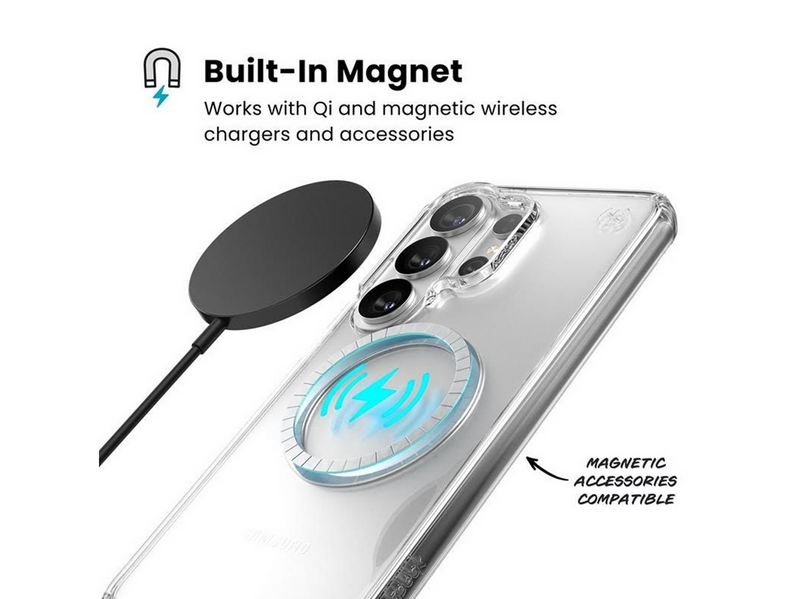 Speck Presidio Perfect-Clear Magnet - Samsung Galaxy S26 Ultra MagSafe Case - Clear/Clear/Silver