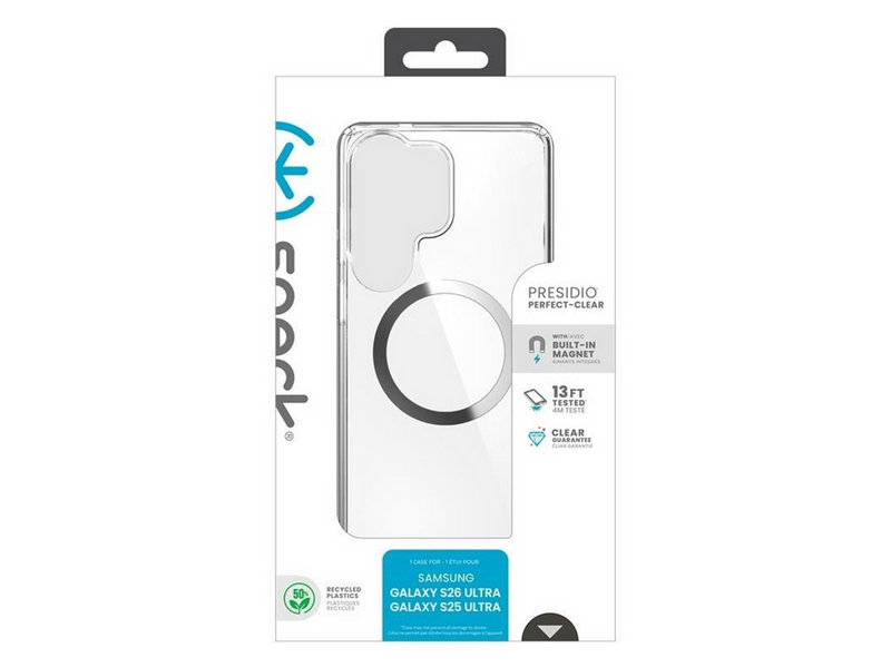 Speck Presidio Perfect-Clear Magnet - Samsung Galaxy S26 Ultra MagSafe Case - Clear/Clear/Silver