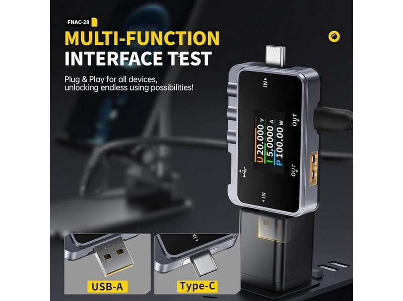 FNIRSI FNAC-28 USB-C USB-A 2-in-1 USB Tester