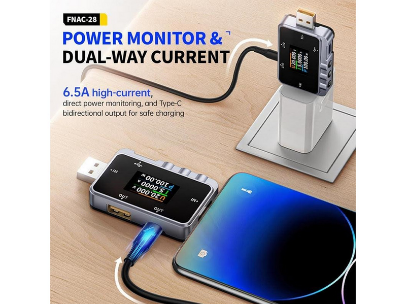 FNIRSI FNAC-28 USB-C USB-A 2-in-1 USB Tester
