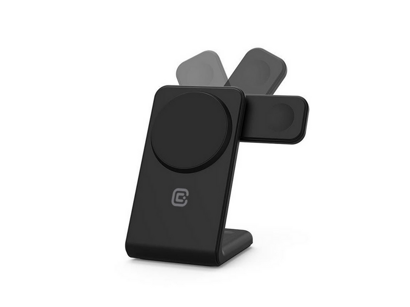 CRONG MagSpot Pivot Stand - 3-in-1 Wireless Charger with MagSafe for iPhone Apple Watch and AirPods - Black