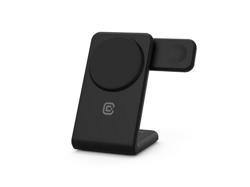 CRONG MagSpot Pivot Stand - 3-in-1 Wireless Charger with MagSafe for iPhone Apple Watch and AirPods - Black