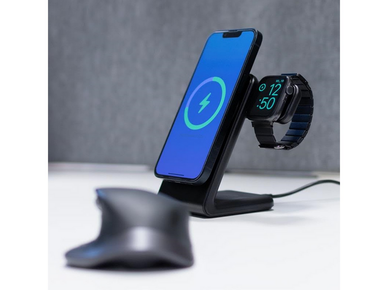 CRONG MagSpot Pivot Stand - 3-in-1 Wireless Charger with MagSafe for iPhone Apple Watch and AirPods - Black