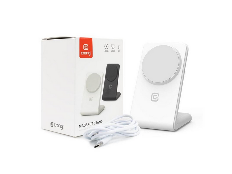 CRONG MagSpot Stand - 2-in-1 Wireless Charger with MagSafe for iPhone and AirPods - White