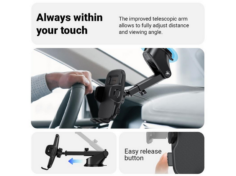 CRONG Carclip Car Holder for Dashboard and Windshield - Black