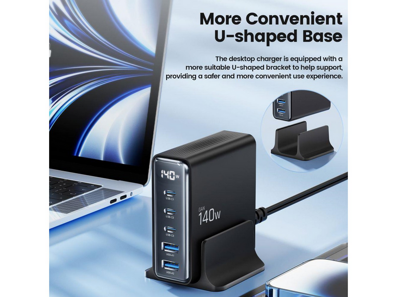 Tech-Protect DC140W-GAN 5-PORT PD140W/QC3.0 Charging Station - Black