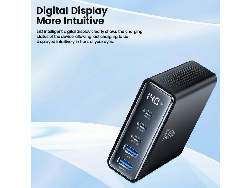 Tech-Protect DC140W-GAN 5-PORT PD140W/QC3.0 Charging Station - Black