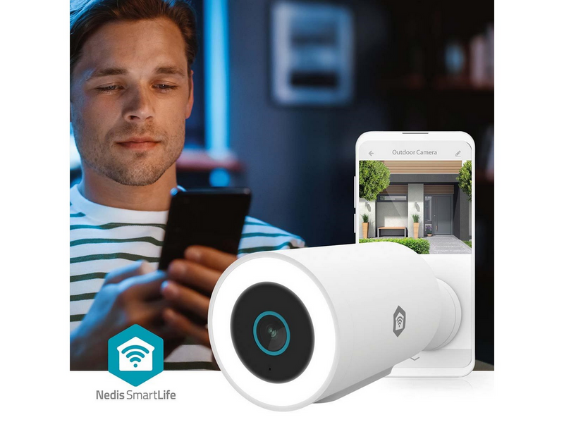 Nedis SmartLife Outdoor Camera, Wi-Fi, 3MP, White
