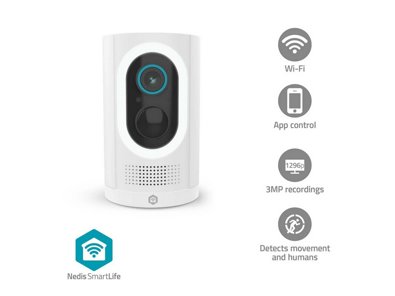 Nedis SmartLife Outdoor Camera, Wi-Fi, 3MP, White