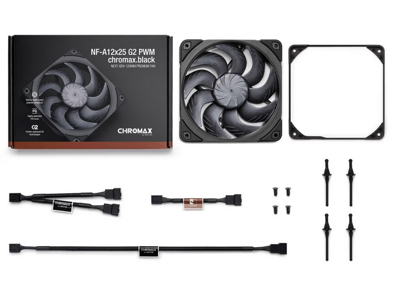 Noctua NF-A12x25 G2 PWM chromax.black - Gehäuselüfter - 120mm - Schwarz