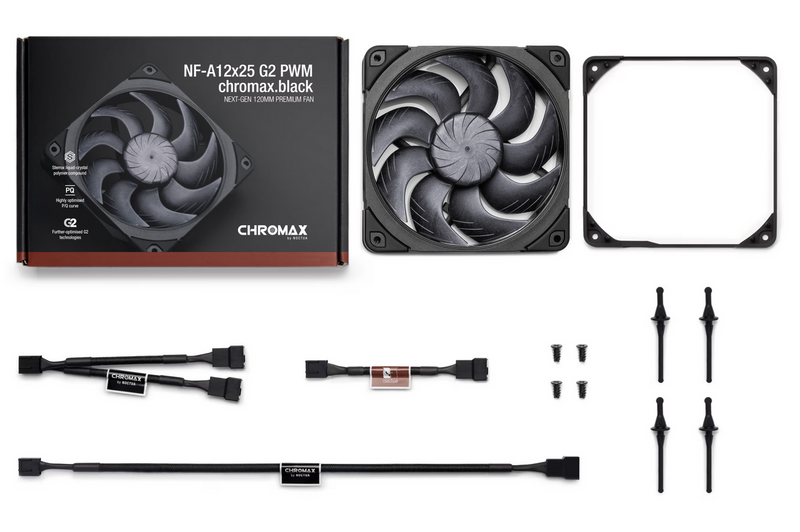 Noctua NF-A12x25 G2 PWM chromax.black - Gehäuselüfter - 120mm - Schwarz