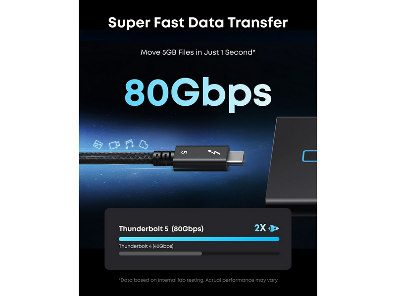 Anker Prime USB-C to USB-C Cable Thunderbolt 5 Cable - 0.5m - Black