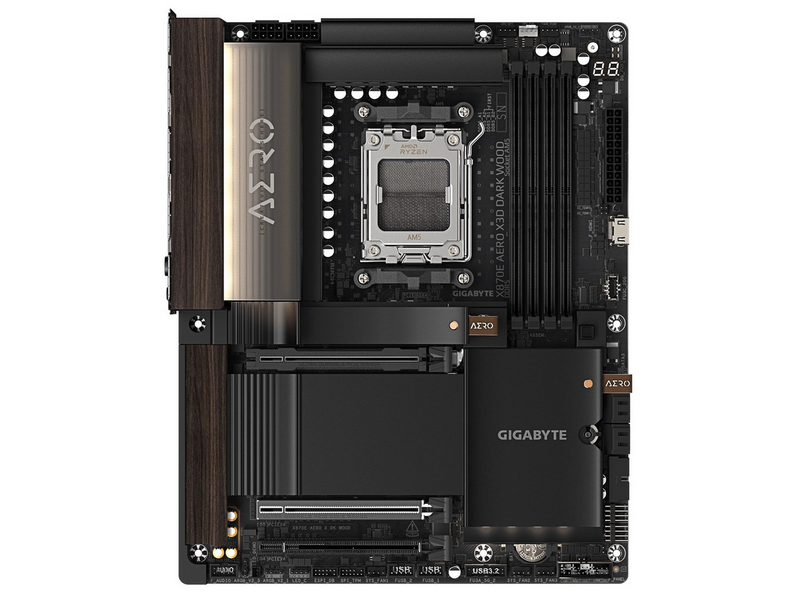 GIGABYTE X870E AERO X3D DARK WOOD Mainboard - AMD X870E - AMD AM5 - DDR5 RAM - ATX