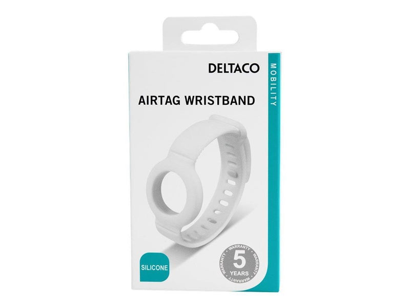 Deltaco Apple AirTag silicone wristband white
