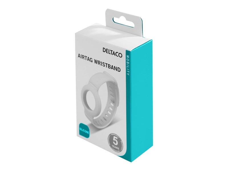 Deltaco Apple AirTag silicone wristband white