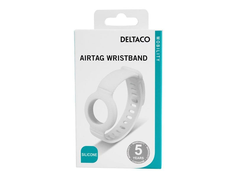 Deltaco Apple AirTag silicone wristband white