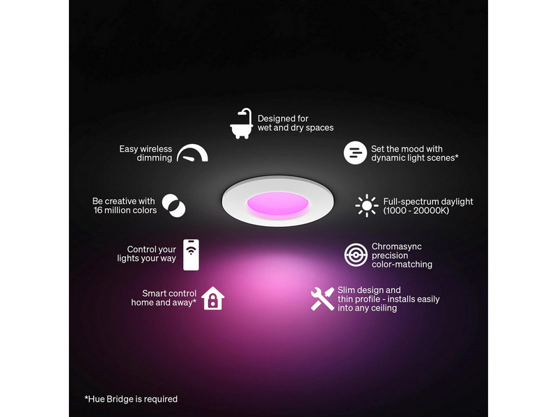 Philips Hue Slim recessed spotlight 90 mm White
