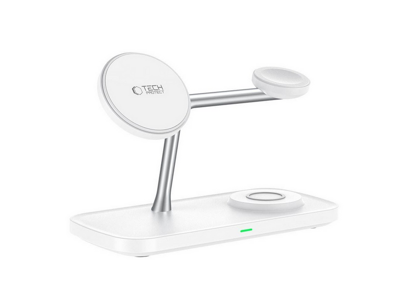 Tech-Protect QI15W-A45 3-in-1 Wireless Charger with MagSafe for Apple Devices - White