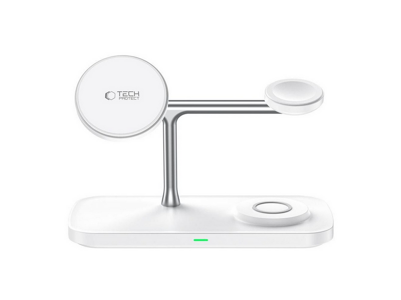 Tech-Protect QI15W-A45 3-in-1 Wireless Charger with MagSafe for Apple Devices - White