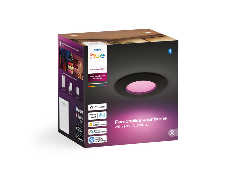 Philips Hue Slim recessed spotlight 90 mm Black