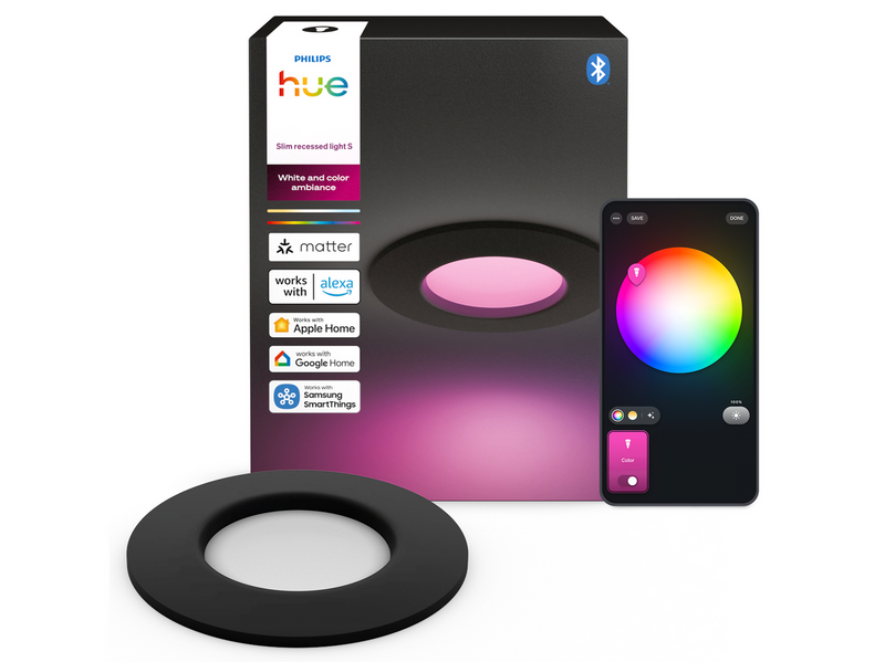 Philips Hue Slim recessed spotlight 90 mm Black