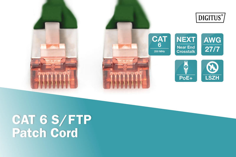 DIGITUS Patch-Kabel RJ-45 (M) zu RJ-45 (M) 10m Kupfer S/FTP Cat 6 grün (DK-1644-100/G)