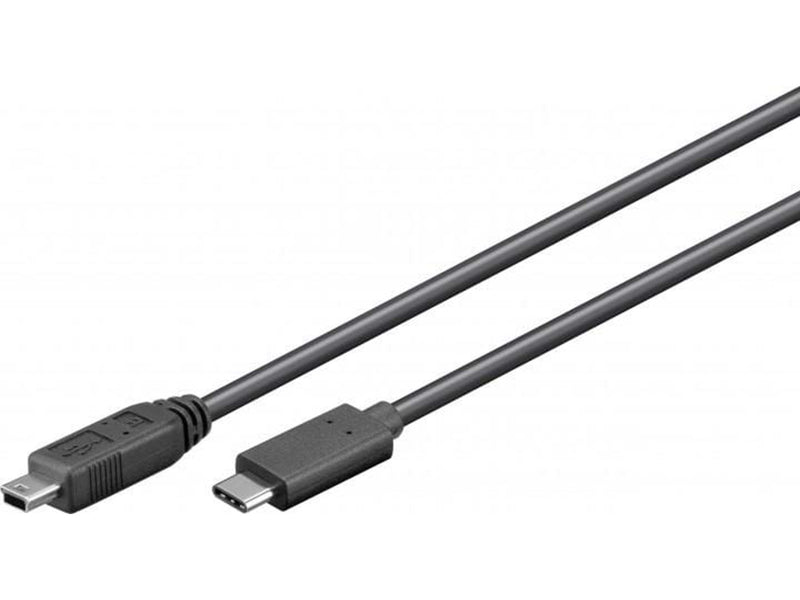 Pro USB 2.0 mini male (type B 5-pin)  USB-C male 0.5m Black
