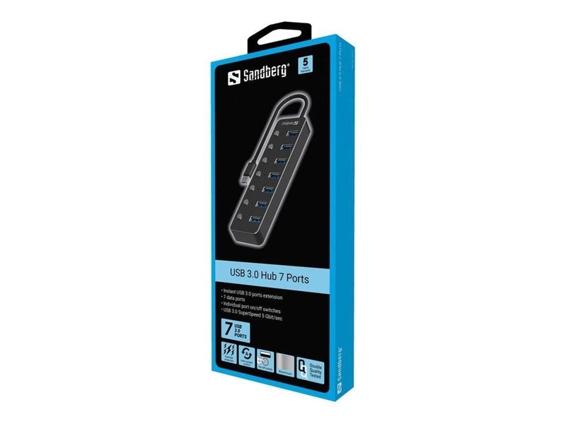 Sandberg 7-Port USB3.0 Hub USB-Hubs - USB 3.0 - 7 - Schwarz