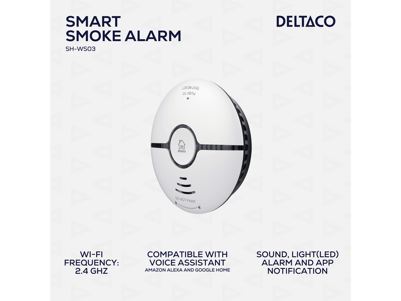 Deltaco SMART HOME Wifi optical smoke detector sound & light white