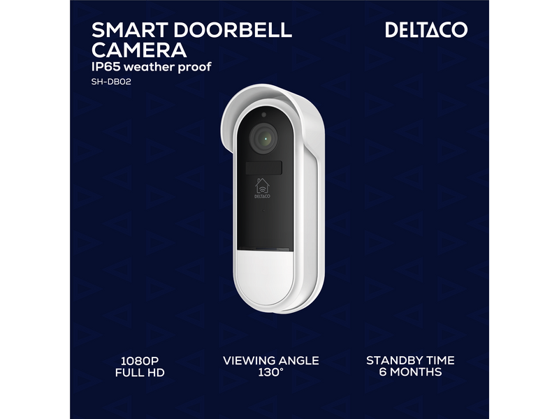 Deltaco SMART HOME WiFi Doorbell camera IP65 weather proof white/silver