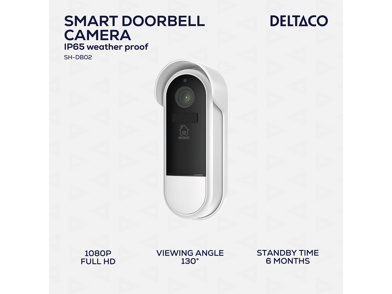 Deltaco SMART HOME WiFi Doorbell camera IP65 weather proof white/silver
