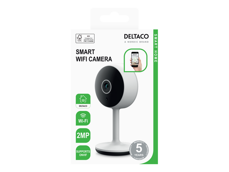 Deltaco SMART HOME WiFi camera with motion detection and 2-way audio 2MP IR-night vision ONVIF