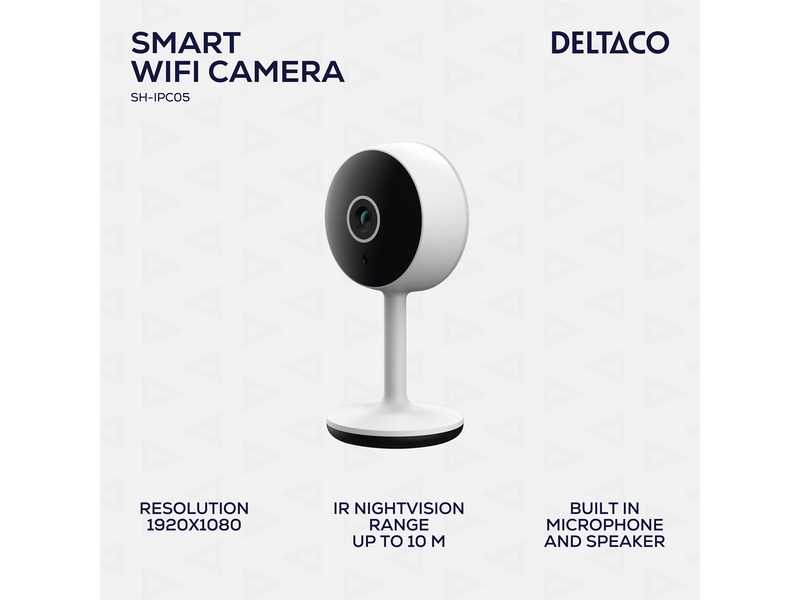 Deltaco SMART HOME WiFi camera with motion detection and 2-way audio 2MP IR-night vision ONVIF