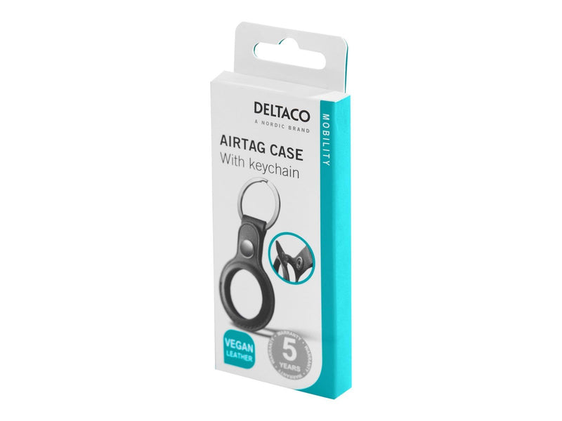 Deltaco Apple AirTag Case Keychain Vegan Leather Black
