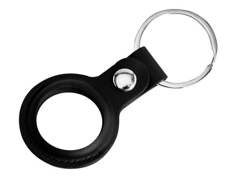 Deltaco Apple AirTag Case Keychain Vegan Leather Black