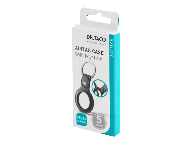 Deltaco Apple AirTag Case Keychain Vegan Leather Black